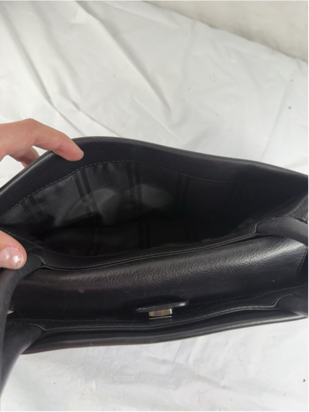 vintage TUMI OLD MONEY black leather shoulder tote bag east-west structured - Picture 12 of 15